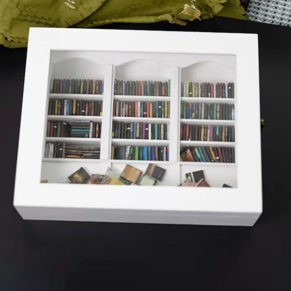 25.4*21.8cm Shake Away Anxiety Bookshelf Figurine Wooden Miniature Pocket Bookcase Bookshelf Insert Ornament Book Lovers Gift Aimak Store