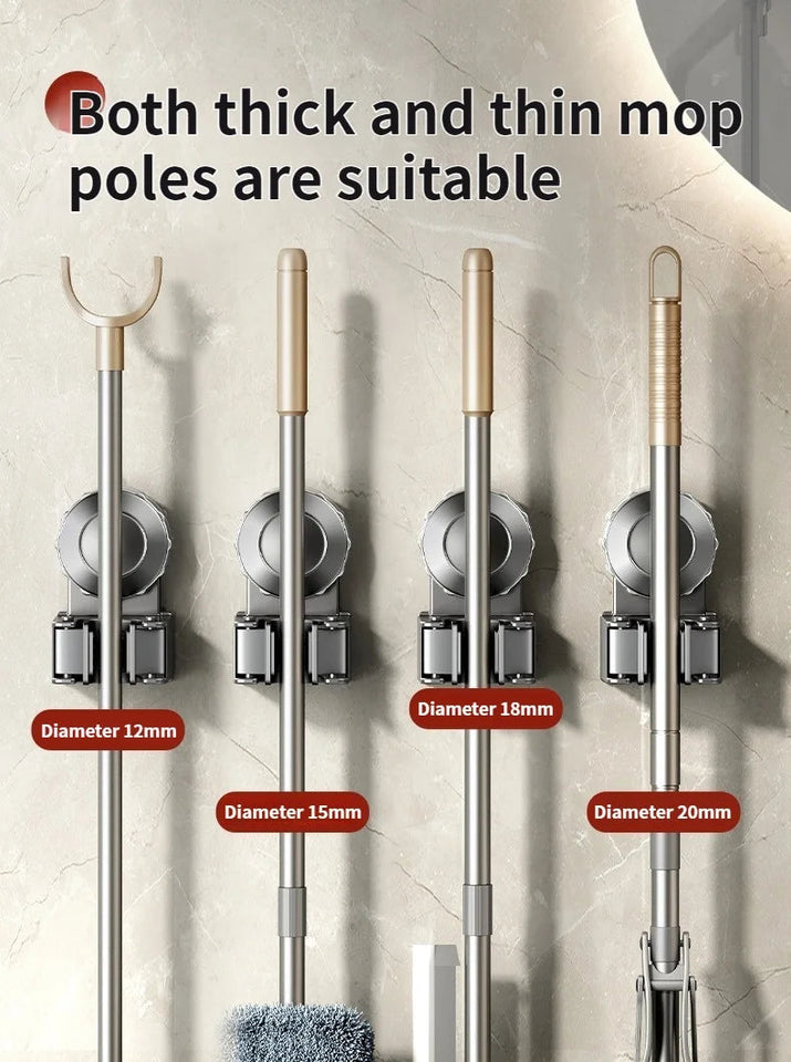 No Need To Drill Suction Cup Wall-mounted Suction Cup Mop Clip, Bathroom Mop Storage Rack, Bathroom Household Strong Mop Hook Aimak Store