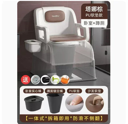 Ergonomic Elderly Toilet, Detachable Armrest, Heightened Portable Seat, Soft Backrest Comfort Chair for Pregnant Women