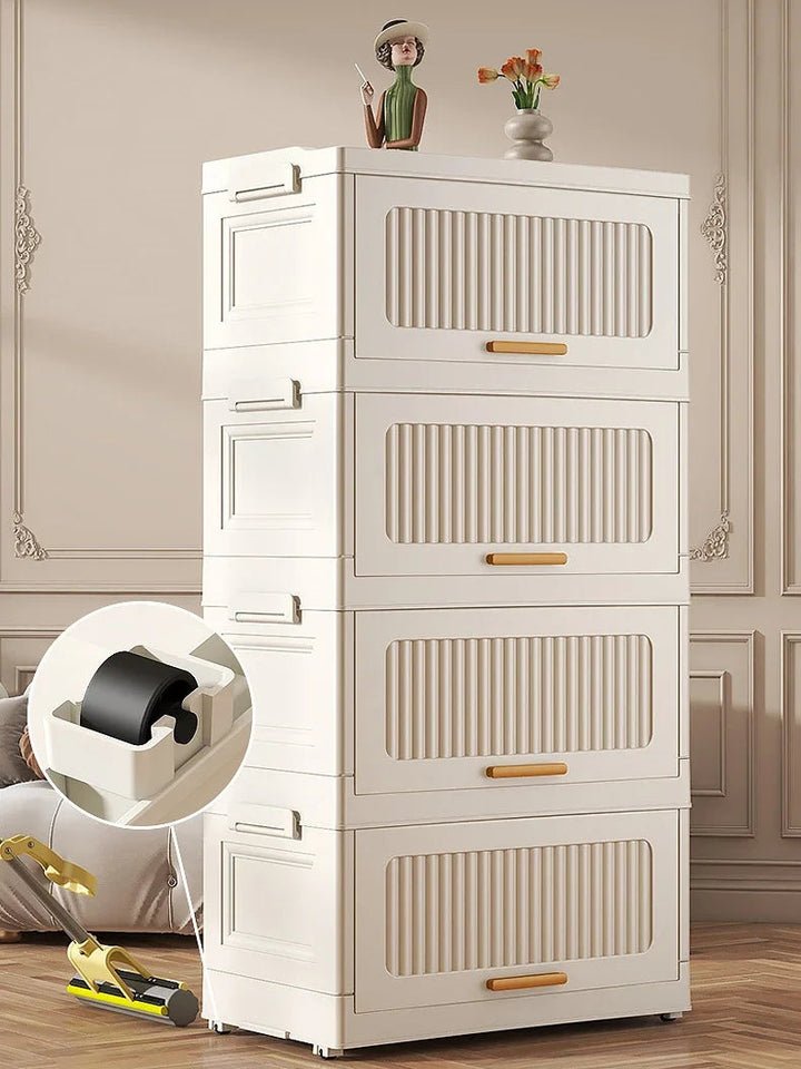 4 Floor Multifunctional Folding Storage locker Thickening Folding Wardrobe Storage Cabinet Home Folding Storage Box With Pulley Aimak Store