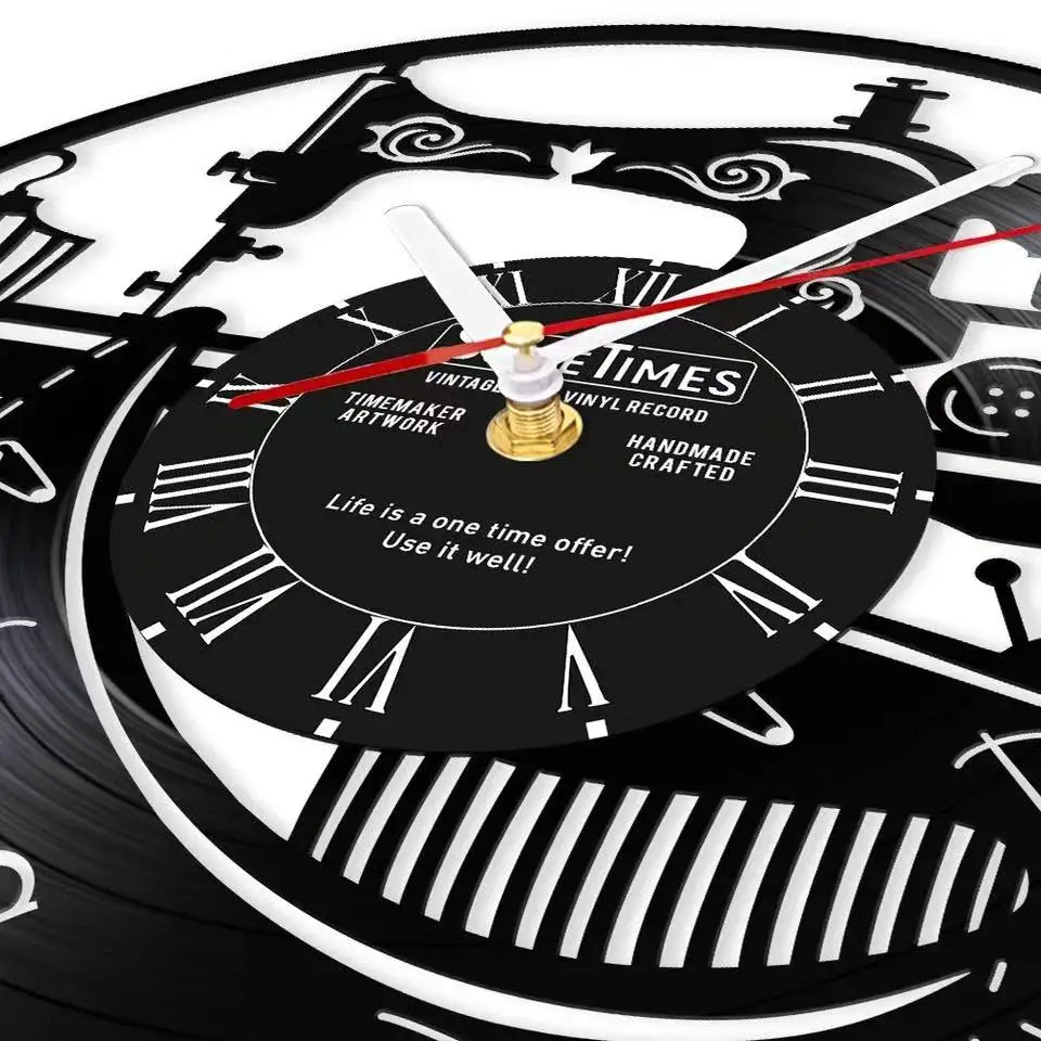 Sewing Machine Customization Vinyl Record Wall Clock Quilting Room Decoration Logo Personalized Tailor Name Clock Tailor Gift Aimak Store