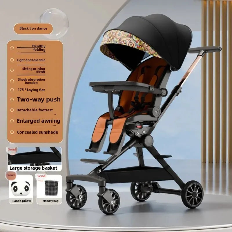 Ultra-light Foldable Baby Stroller Child High Viewpoint Sit-Lie Baby Pushchair Infant Pram Toddler Walker Kids Wheelbarrow Aimak Store