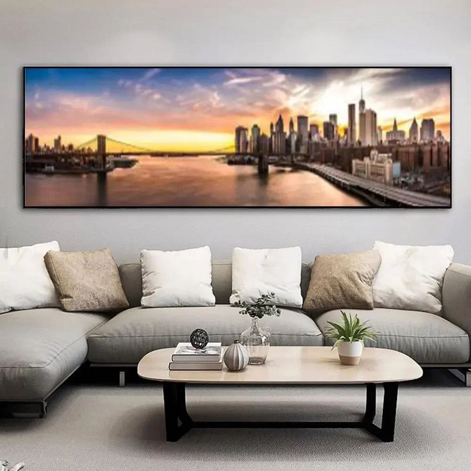 Modern, Minimalist, Wall Art, Landscape Seaside Goldenwood Bridge, Canvas Print Poster, Home Living Room Backdrop Decoration Aimak Store