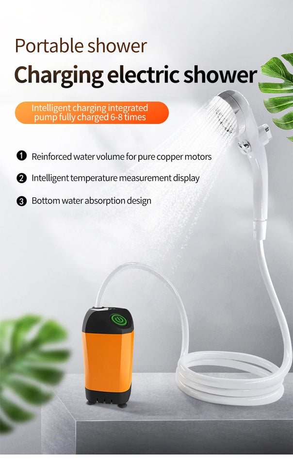 Outdoor Camping Shower IPX7 Waterproof with Digital Display Portable Electric Shower Pump for Hiking Travel Beach Pet Watering Aimak Store