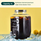 4L Large Drink Dispenser Sealed Drink Lemonade Dispenser Jar With Faucet Cocktail Wine Drinker Parties Juice Can Container Aimak Store
