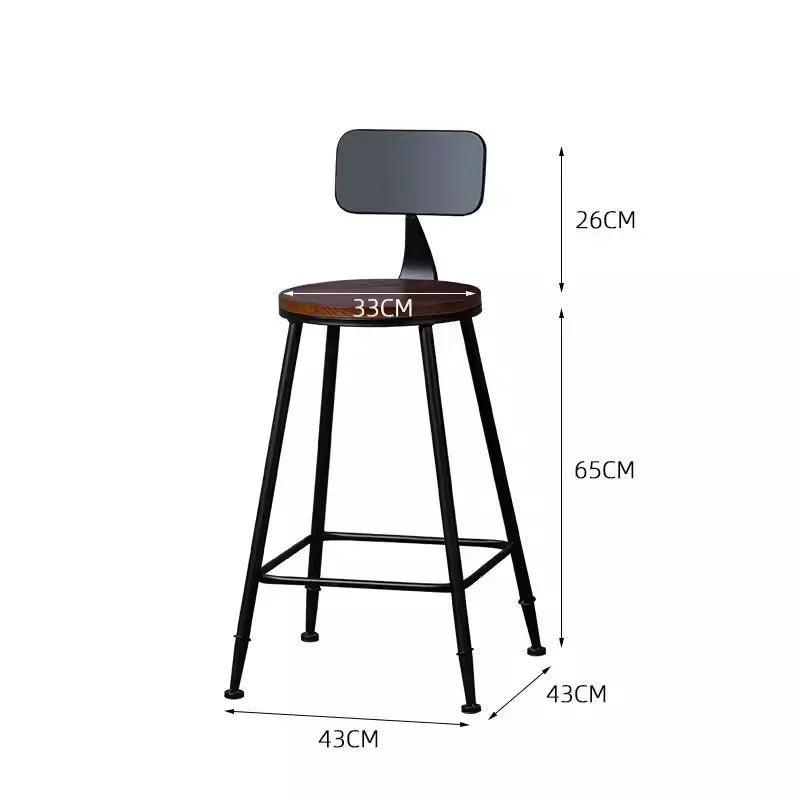 American Style Iron Bar Chair Coffee Shop Milk Tea Shop High Chairs Retro Backrest Seat Solid Wood Sitting Face Counter Stool Aimak Store