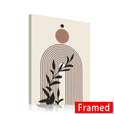 Framed Abstract Beige Bohemian Sun Leaf Poster Nordic Geometric Lines Canvas Painting Living Room Wall Art Home Decoration Mural Aimak Store