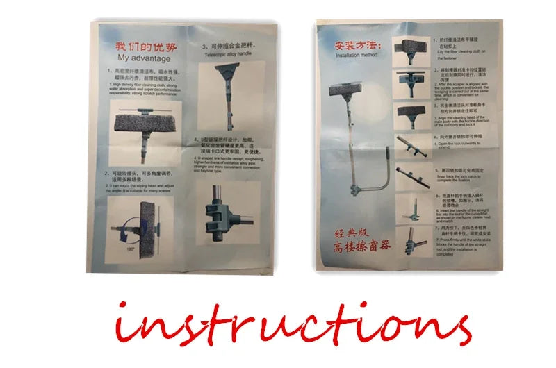 Extendable Window Glass Cleaning Household Tool High Building Retractable Pole Washing Dust Cleaner Brush Dry Wet Scraper Wiper Aimak Store