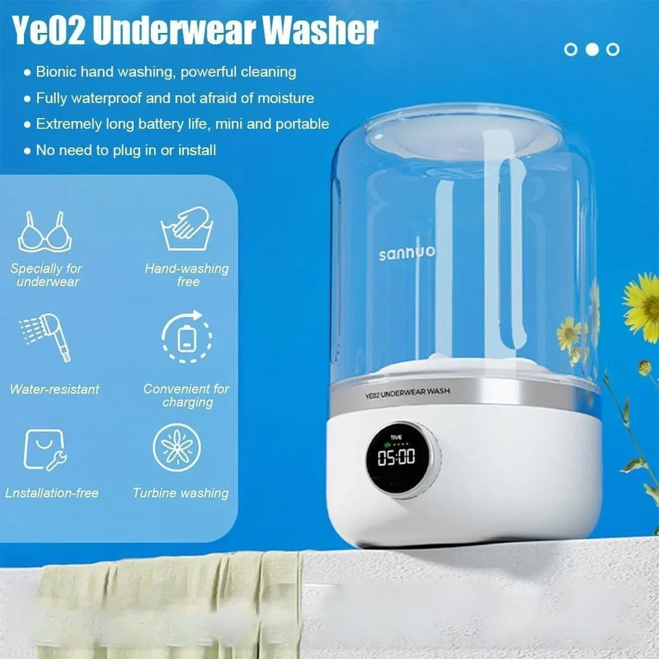 Wireless washing machine portable underwear cleaner 1L mini Socks Washing Machine Dehydratable Laundry Bucket Aimak Store