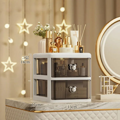 Stackable Desktop Storage Box with Dustproof Drawer Office Desk Storage Box Cosmetic Box Stationery Supplies Debris Storage Rack