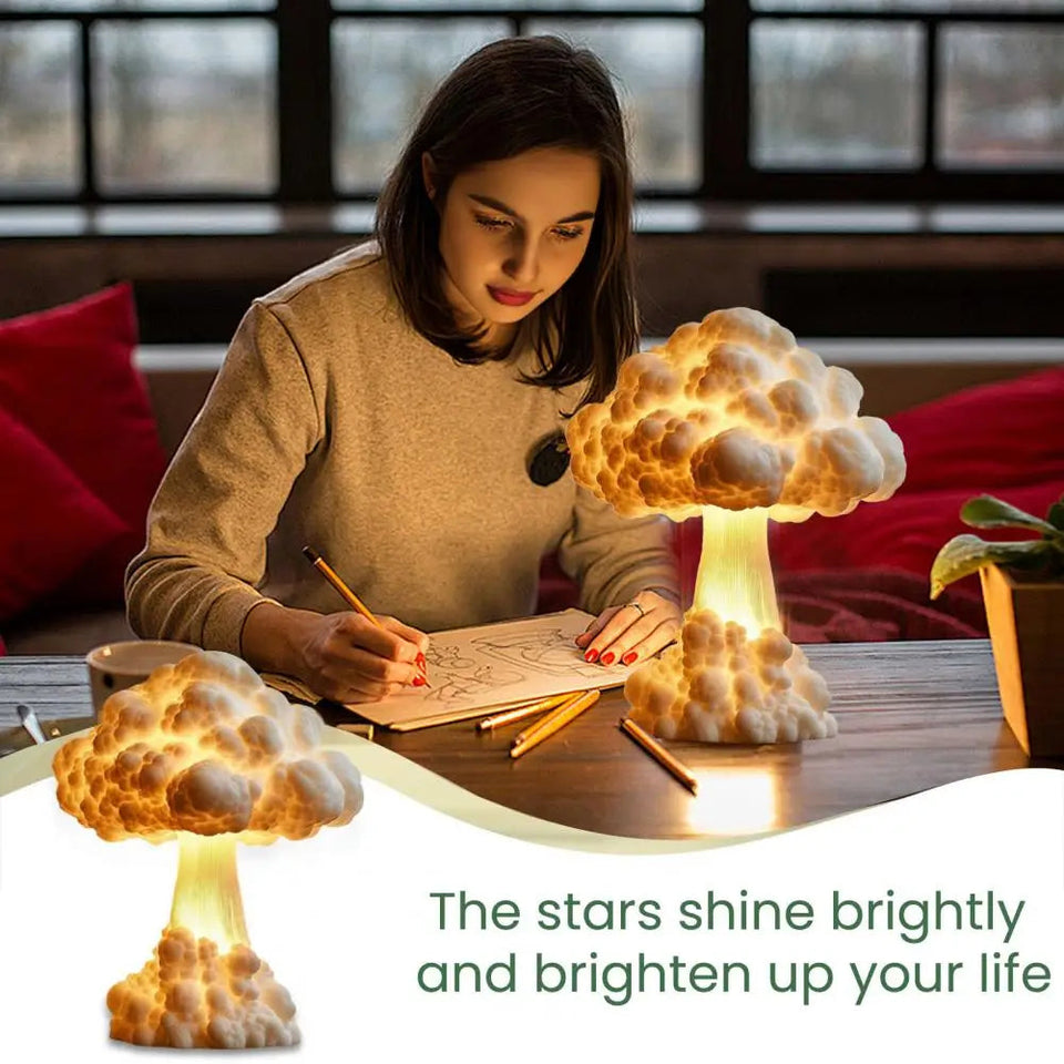 Mushroom Cloud Desk Lamp 3D Explosion Cloud Night Light Handmade Resin Table Lamp for Bedroom Desk Bedside Table Aimak Store