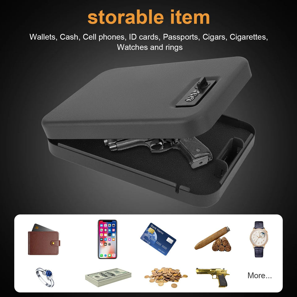 Dialing Wheel Password Gun Safes Weapon Case Pistol Safe Valuables Money Jewelry Storage Box Gunbox Security Pistol Strongbox Aimak Store