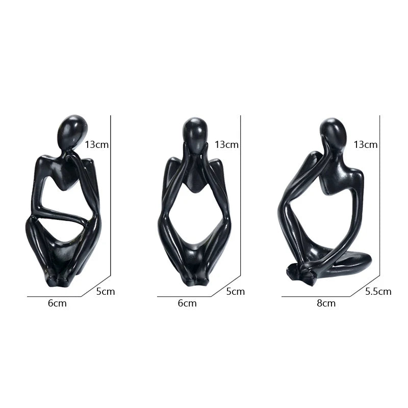 3pcs/set Abstract Thinker Statue Resin Sculpture Micro Thinker Figure European Office Home Decoration Accessories Aimak Store