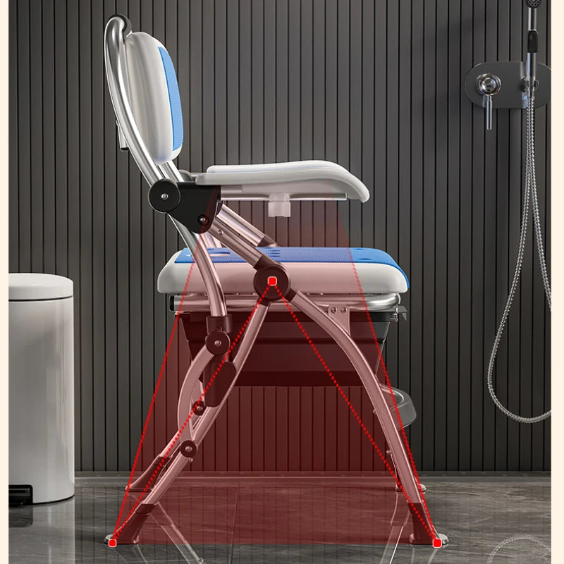 Bathroom Chair for Elderly with Backres Folding Shower Seat for Safety Non-Slip Locking Ideal for Senior Citizen Pregnant Women Aimak Store