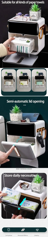 Paper Towel Toilet Paper Holder Waterproof Tissue Box Wall Mount Storage Shelf Rack Paper Storage Box Bathroom Accessories Aimak Store