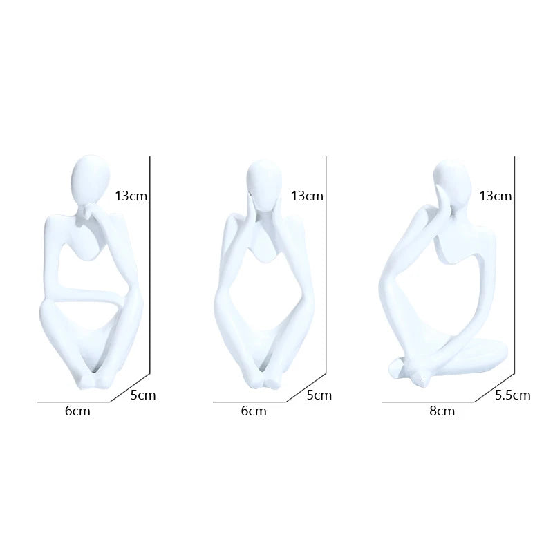 3pcs/set Abstract Thinker Statue Resin Sculpture Micro Thinker Figure European Office Home Decoration Accessories Aimak Store