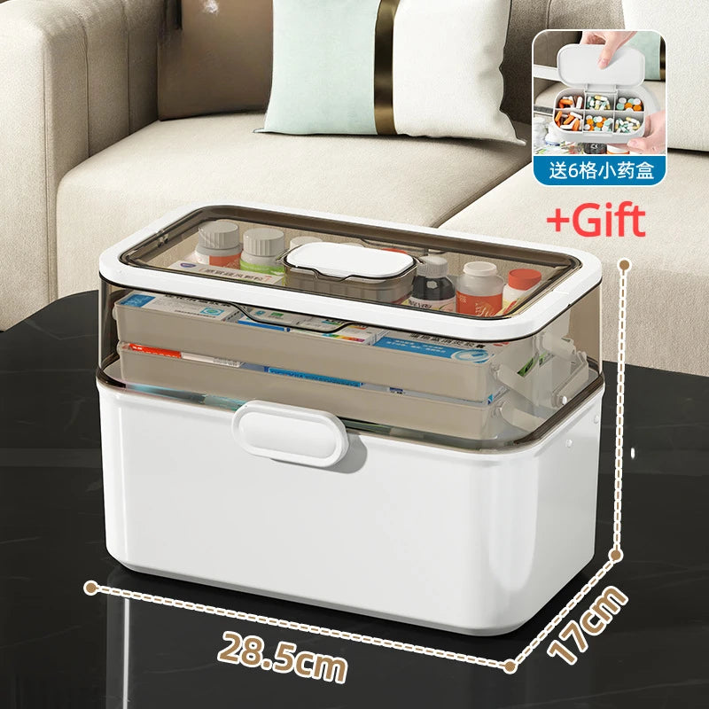 Household Medicine Box Large-capacity Medicine Multi-layer Sorting Storage Box Portable Storage Box for Groceries Aimak Store