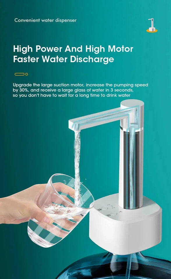 3-gear Electric Water Gallon Bottle Automatic Water Dispenser USB Pump Dispenser Water Bucket Suction Device, Desktop Water Pump Aimak Store