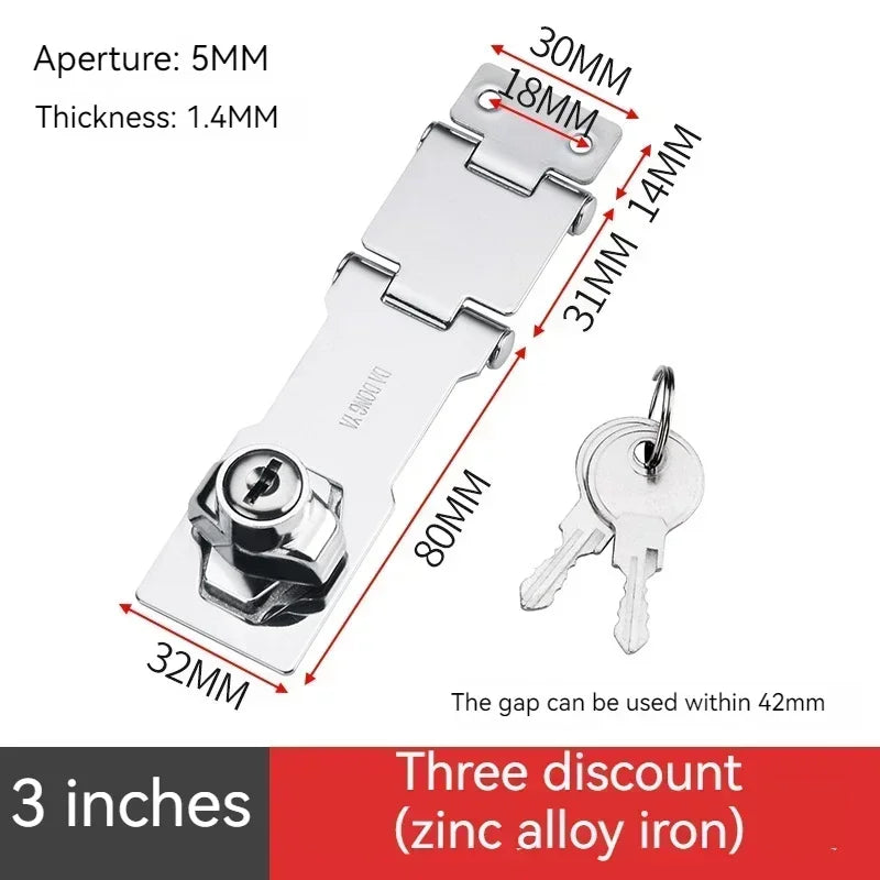 No Punching Three-fold Drawer Two-fold Lock Plate Buckle 90°180° Installation Wooden Door Sliding Door Wardrobe File Cabinet Aimak Store