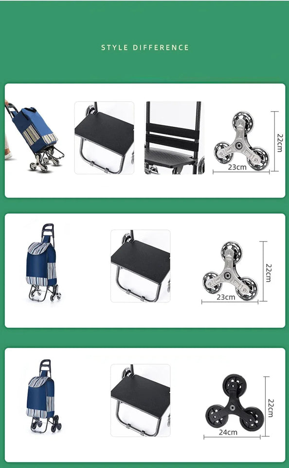 Light Grocery Shopping Trolley Household Climbing Stairs Folding Trailer Outdoor Travel Hand Pull Shopping Cart Aimak Store