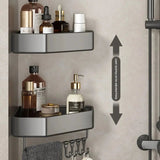 Bathroom Shelf Corner Space Aluminum Bathroom Triangle Basket Shower Room Storage Rack Wall Mounted Black/Matte/Grey Aimak Store