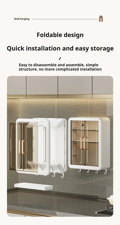 Multi functional kitchen storage rack, no drilling wall corner storage rack, multi-layer dust-proof storage cabinet box, wall mo