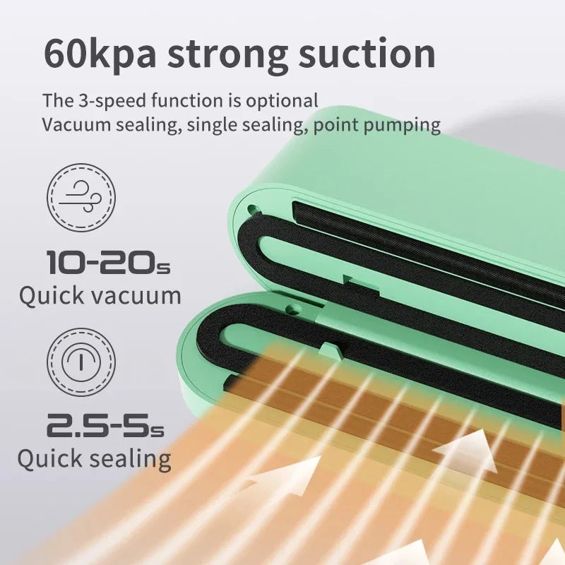 BIESUO Mini Wireless Fully Automatic Vacuum Sealing Machine Household Small Portable Food Packaging Plastic Sealing Machine Aimak Store