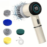 5 in 1 Electric Cleaning Brush Multifunctional Kitchen Bathroom Toilet Portable Powerful Clean Brush 5 Brush Heads LED Display Aimak Store