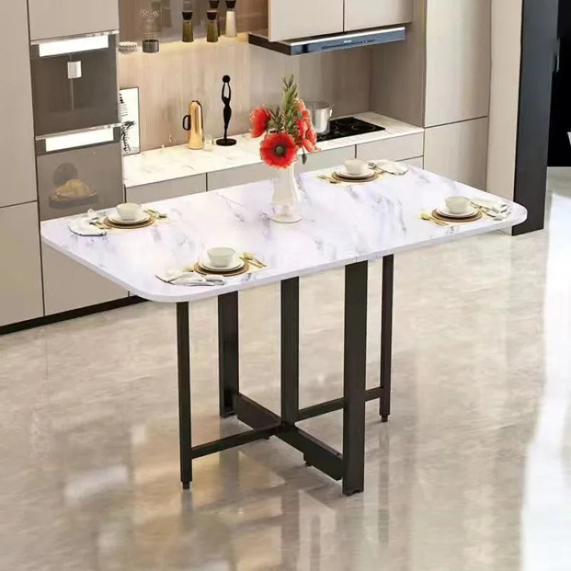 Joylove Folding Dining Table Home Imitation Rock Board Ultra-thin Multi-functional Combination Dining Table Multi-person Table Aimak Store