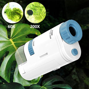 60-200x Pocket Microscope Electric Mini Microscope with LED Light High Definition Children Microscope for Observation Learning Aimak Store