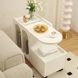 Movable Side Table with Storage Rack Cream Style End Table for Sofa Coffee Table Bedroom and Living Room Aimak Store