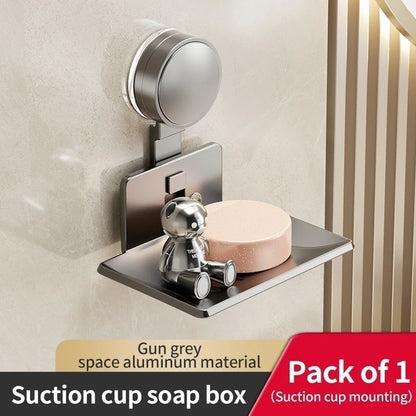 No-Drill Suction Cup storage Soap Box Wall Mounted Space Soap Storage Rack Non Perforated Household Drain Soap Dish Box