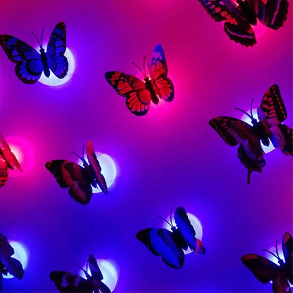 Double Layer Butterfly Night Lights Creative Colorful Luminous Butterfly Lights Lighting Pasteable Led Decorative Wall Lamp Leds Aimak Store