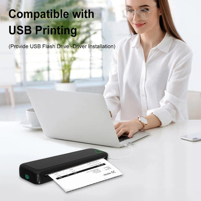 A4 Portable Thermal Printer Inkless Bluetooth-Compatible Min Portable A4 Label Maker with Printing Paper Document Printing Maker