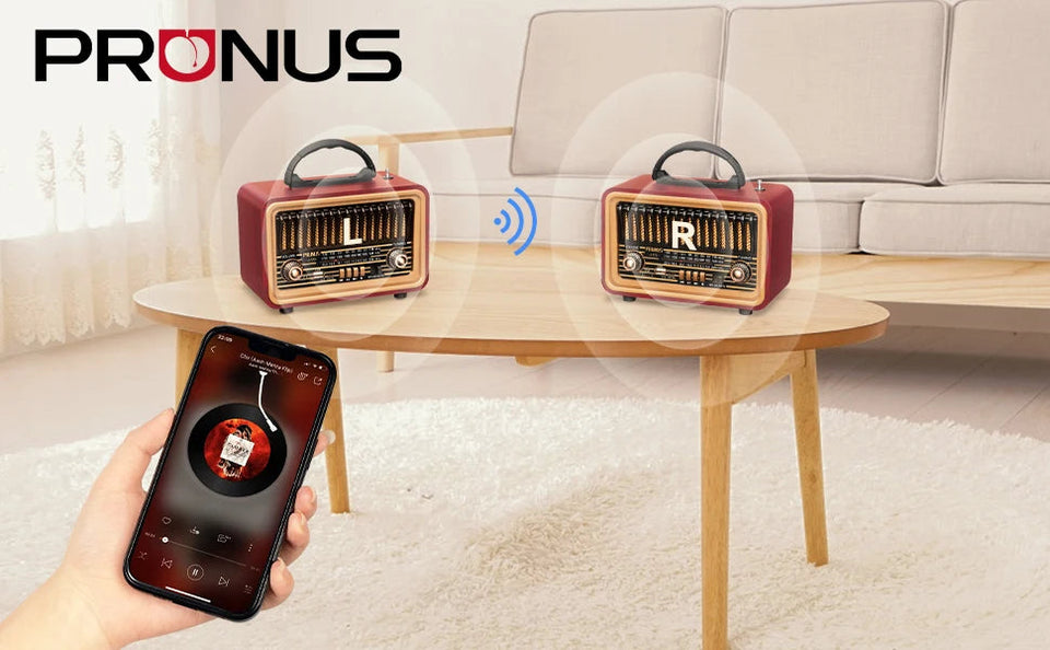 Classical Retro Radio FM/AM/SW Radio Receiver Bluetooth Speaker MP3 Music Player USB/TF Card/AUX Rechargeable 1800mAh battery Aimak Store