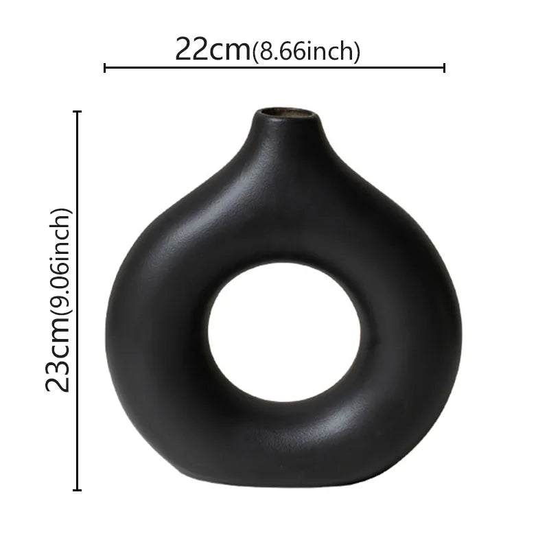 Flat Minimalist Simple Vase Donut Shape Single Flower Pot Home Wedding Decoratio Hollow Ornaments Circle Flower Arrangement Vase Aimak Store
