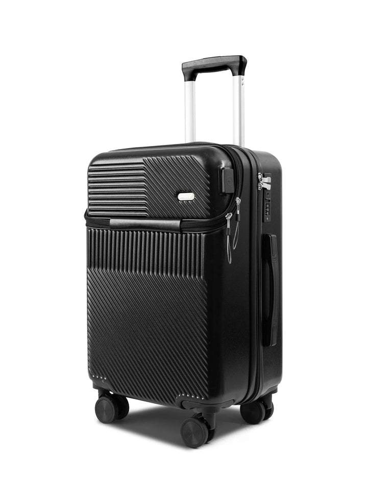 Fashionable semi open rechargeable striped simple large capacity luggage compartment with side hooks and universal wheels Aimak Store