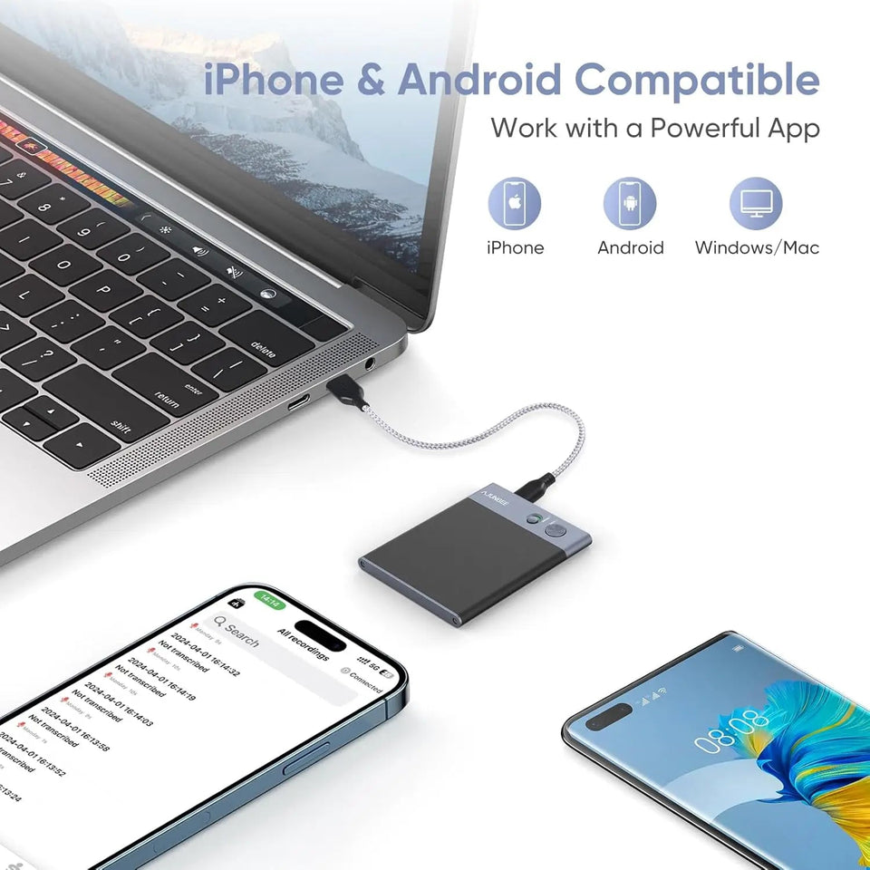 AI powered Voice Recorder  Summarize Instant Translation by ChatGPT  68 Languages,64GB Audio Recorder Magnetic for mobile phone Aimak Store