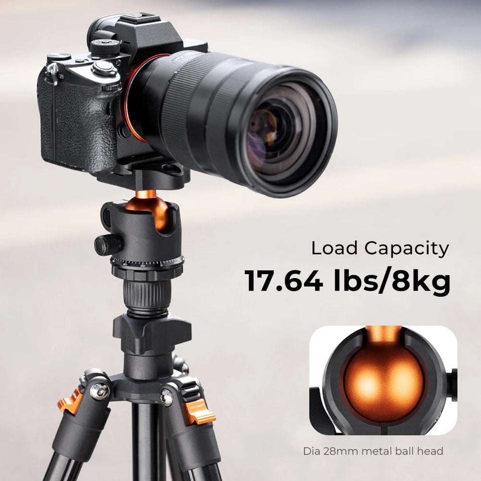 K&F Concept Portable Camera Travel Tripod Flexible Vlog Tripod with 360 Degree Ball Head Quick Release for Canon Nikon Sony DSLR Aimak Store