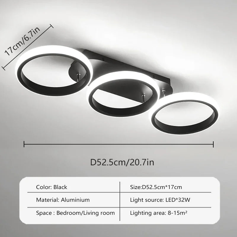 Square LED Ceiling Light Modern Black For Hallway Bedroom Checkroom Living Room Office Restaurant Staircase Lighting Fixtures Aimak Store