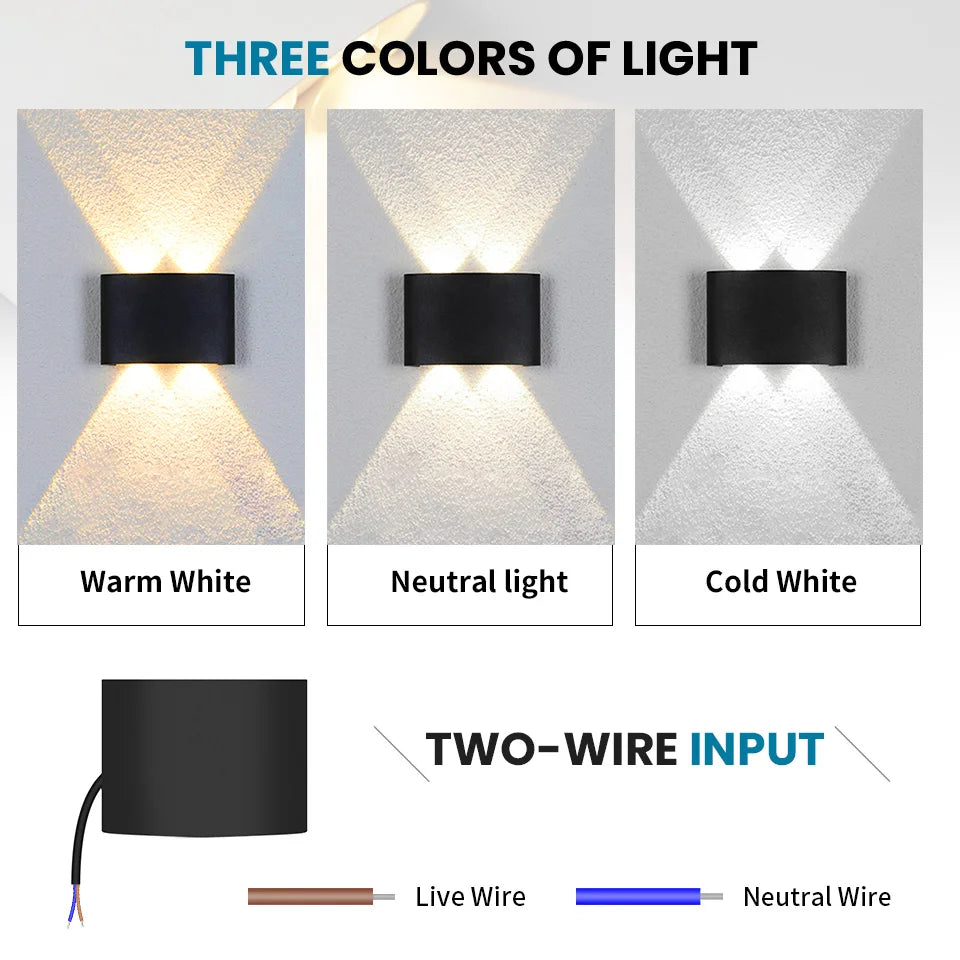 LED Wall Lamp Waterproof IP66 Indoor Outdoor Lamp  Garden Lights for Living Room Hallway Bedroom Decor Aimak Store