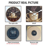 Retro Coffee Cup Pattern Wooden Wall Clock Living Room Bedroom Kitchen Home Decoration Wall Clock Silent Quartz Clock Holiday Gift 11.2inch Inches 15.6inch Inches (Without Battery) Aimak Store