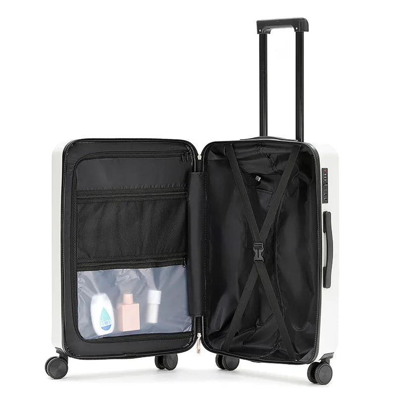20 Inch Cabin Suitcase Front Opening Spinner Wheel Travel Rolling Luggage For Men Women Trolley Case With TSA Lock,USB Charging Aimak Store