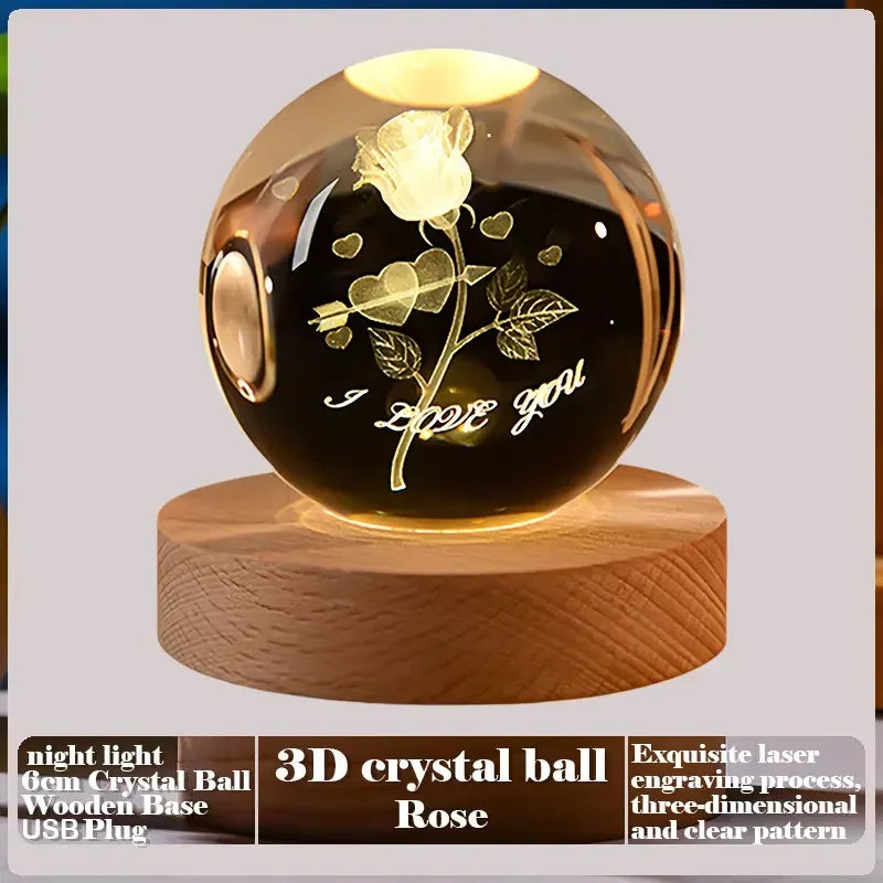 3D Crystal Ball Creative Valentine's Day Mother's Day Gift Rose Love Cloud Crystal Room Desktop Decoration Boy Girl Gifts Aimak Store