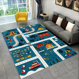 Child Playmat Highway City Traffic Playroom Area Rug Large Carpet Rug for Living Room Bedroom Decor Kids Play Non-slip Floor Mat Aimak Store