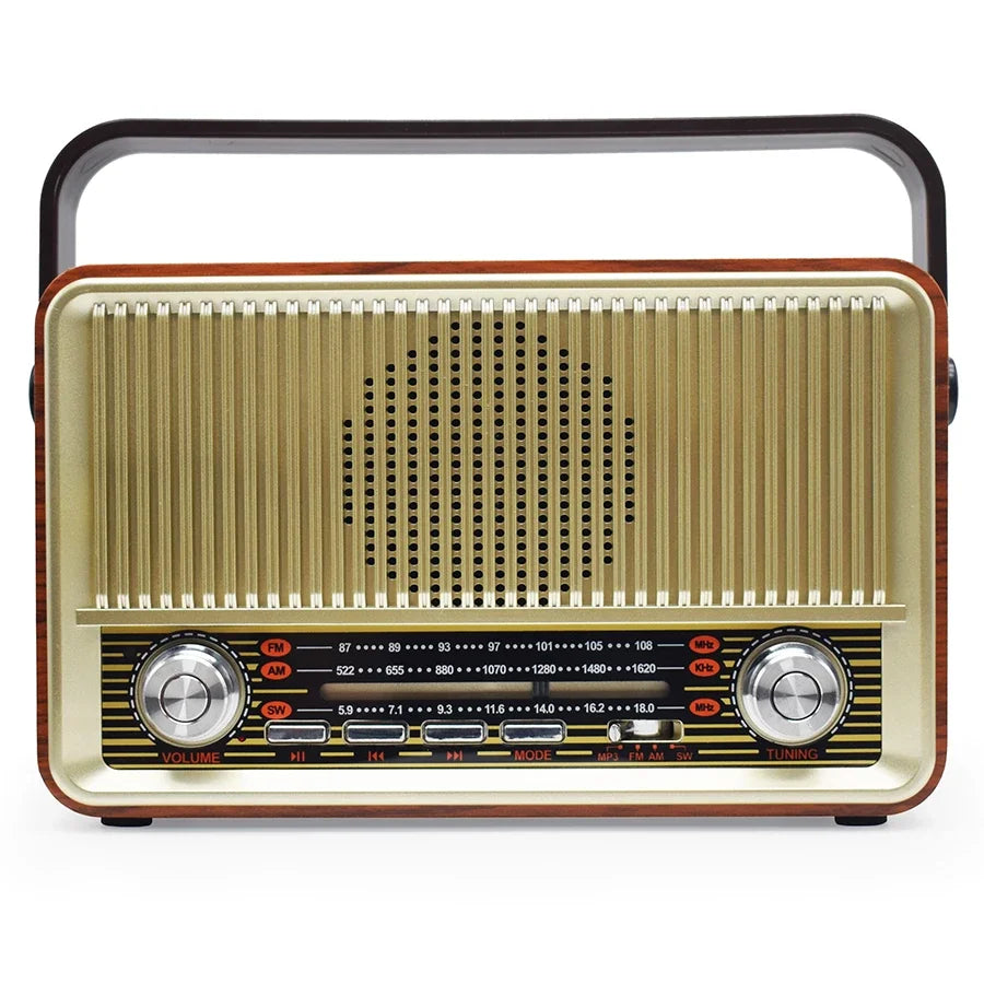 Portable Wooden Retro Bluetooth Speaker Radio FM / AM / SW  Card TF USB MP3 Music Player Aimak Store