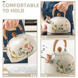 3L Whistling Kettle Teapot Floral Enameled Universal Teapot Water Kettle Large Capacity Thickened Coffee Pot Aimak Store