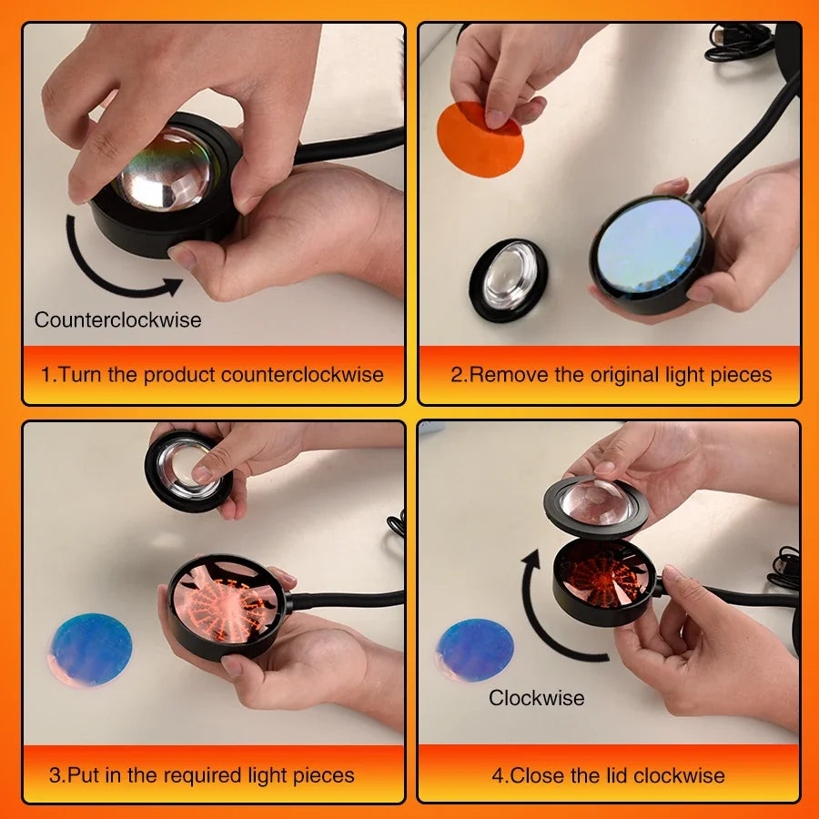 USB Sunset Light LED Rainbow Neon Night Lamp Sunset Projector Self Photography Light Wall Atmosphere Lighting For Bedroom Decor Aimak Store