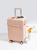 Fashionable semi open rechargeable striped simple large capacity luggage compartment with side hooks and universal wheels Aimak Store