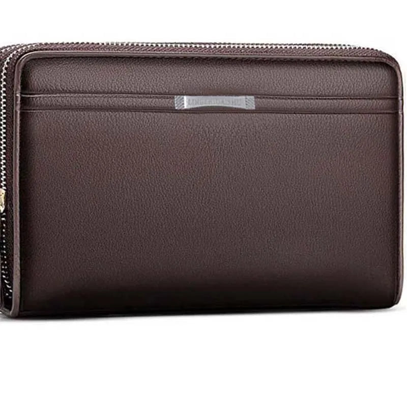 Men's wallet long money foreskin leather handbag large business handbag mobile phone card holder men's gift father son husband b Aimak Store